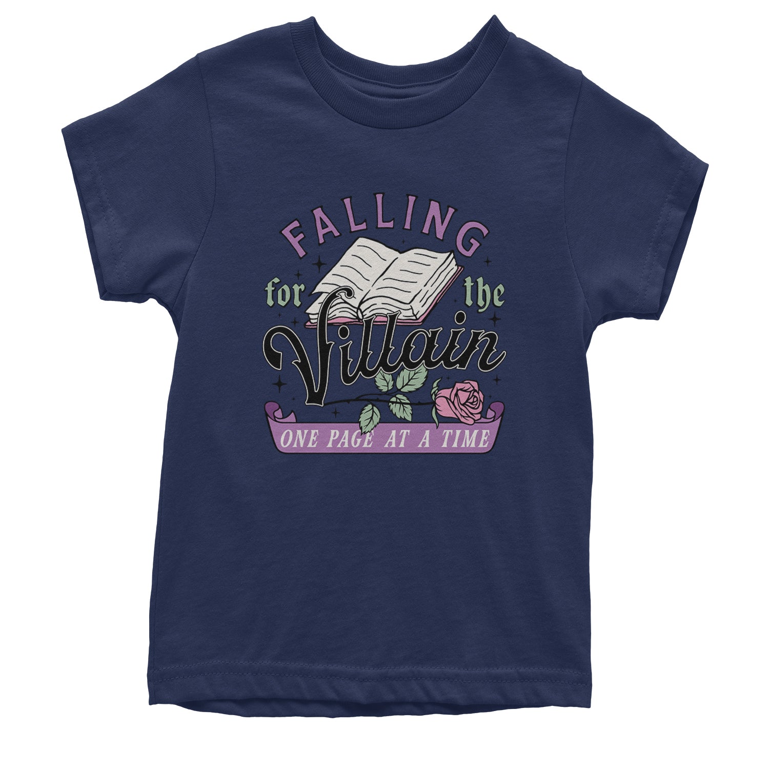 Falling For The Villain One Page At A Time Youth T-shirt Navy Blue