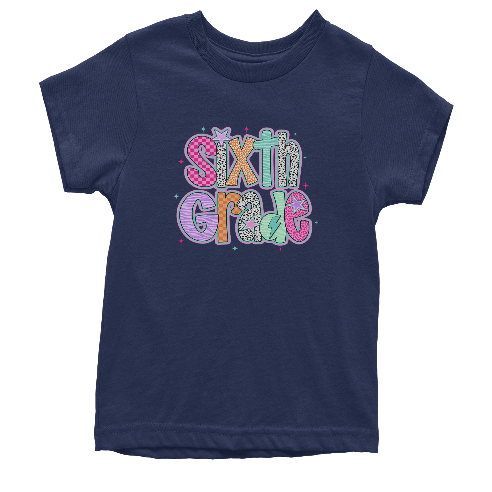 Sixth Grade Colorful Back to School Youth T-shirt Navy Blue