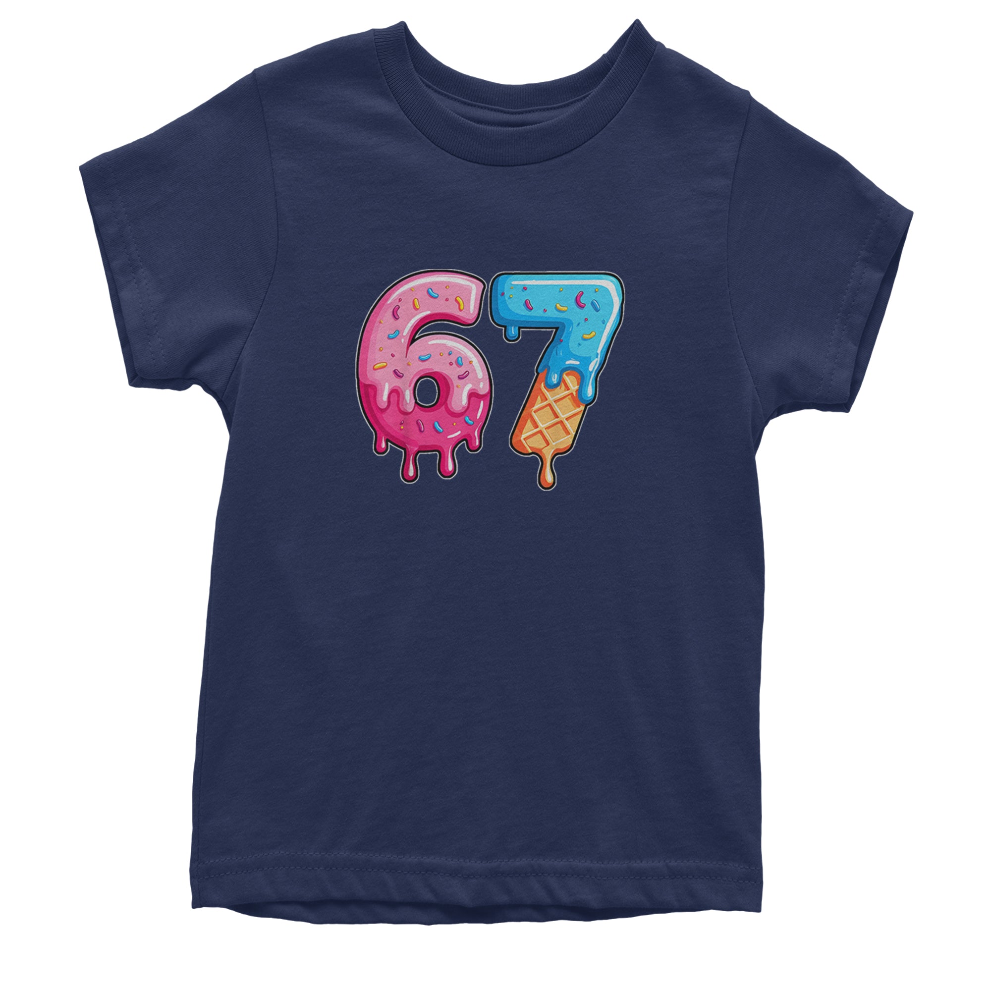 67 Dripping Ice Cream Donut Melt Youth T-shirt Navy Blue