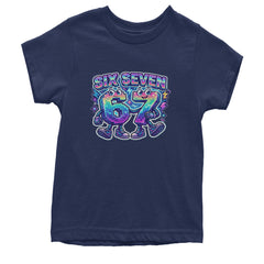 Six Seven 67 Retro Pixel Buddies Youth T-shirt Navy Blue