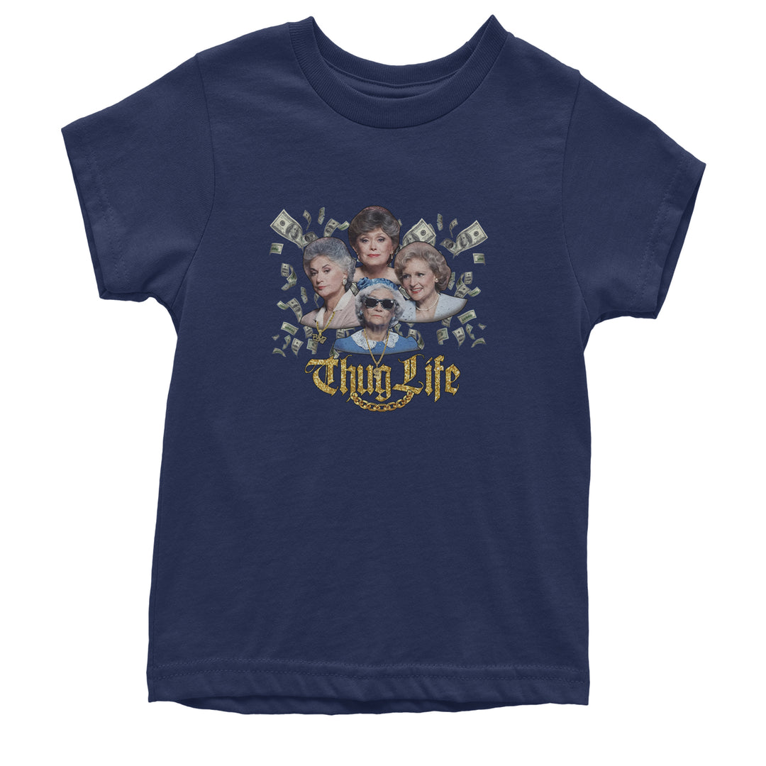 Golden Chain Thug Life Girls Youth T-shirt Navy Blue