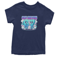 67 Six Seven Meme Kawaii Cloud Youth T-shirt Navy Blue