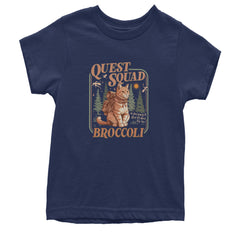 Quest Squad Broccoli Cat Fantasy Reader  Youth T-shirt Navy Blue