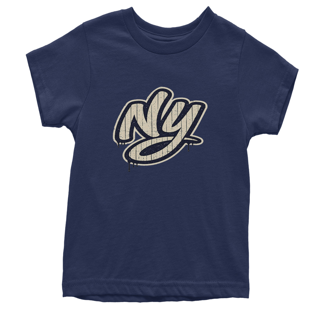 NYC New York City Grunge Street Youth T-shirt Navy Blue