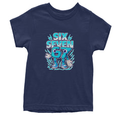 67 Brainrot Meme Slang Youth T-shirt Navy Blue