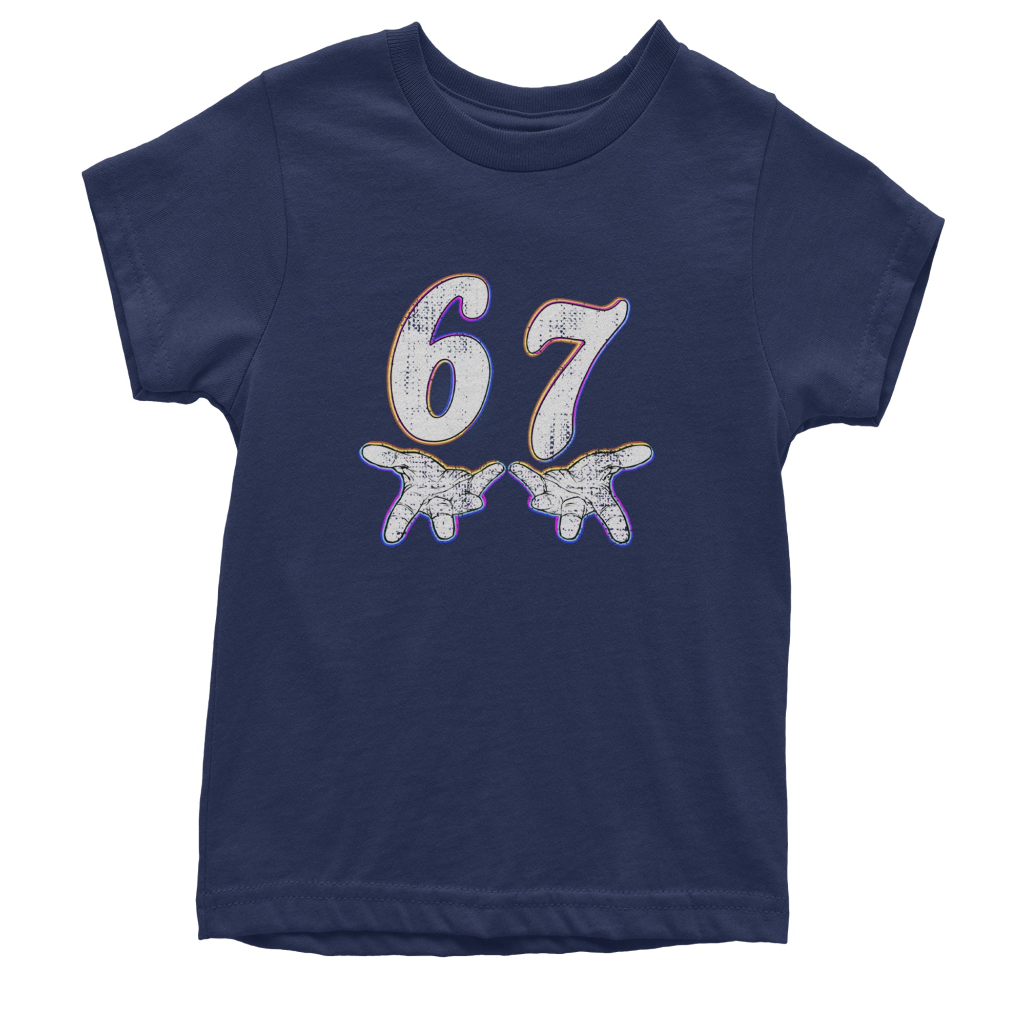 67 Hands Meme Viral Drill Youth T-shirt Navy Blue
