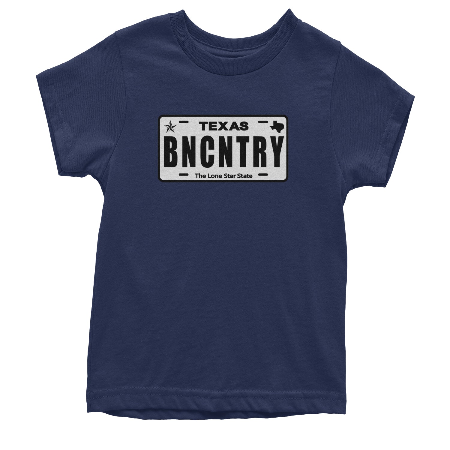 Texas License Plate BNCNTRY Youth T-shirt Navy Blue