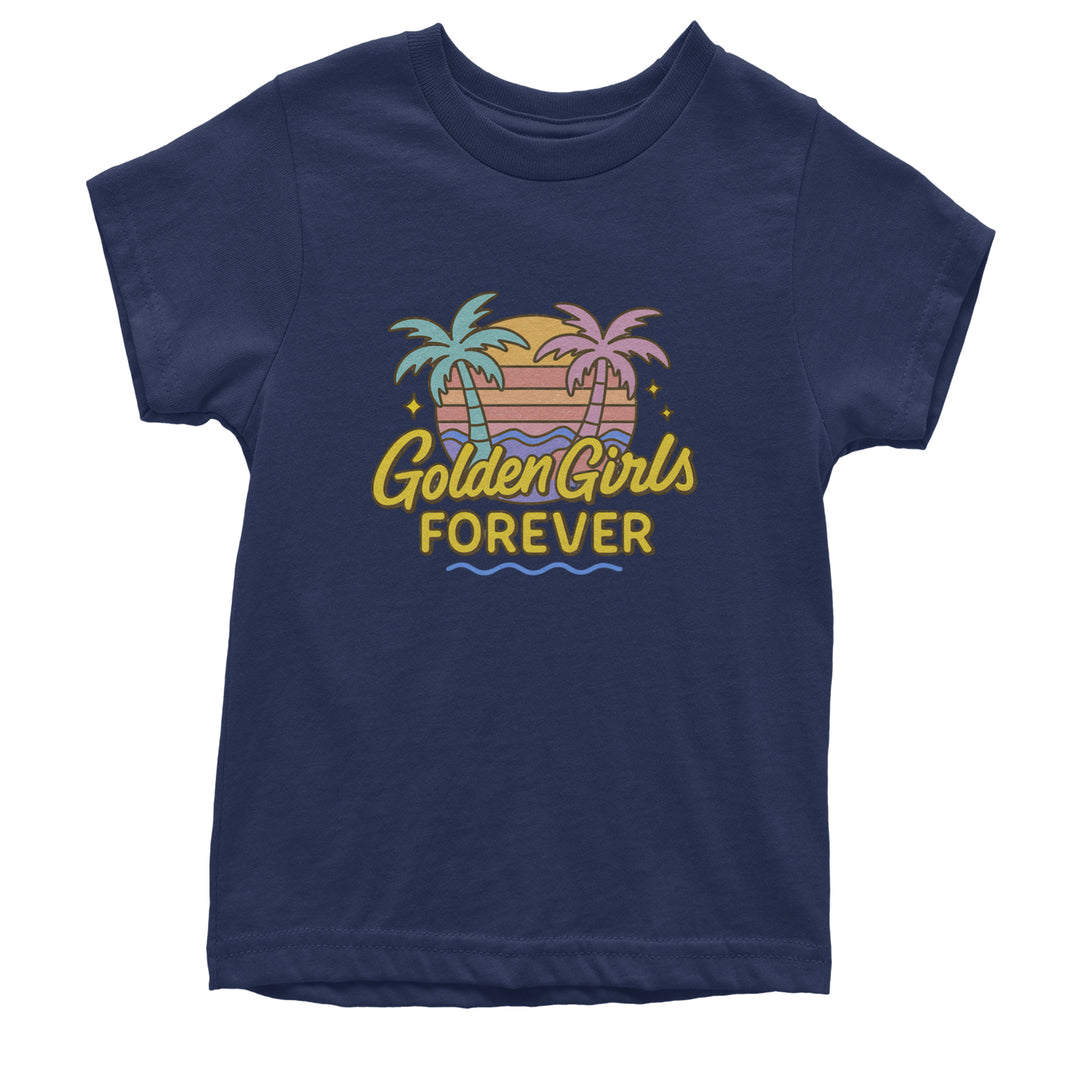 Golden Girls Forever Retro Sunset Youth T-shirt Navy Blue