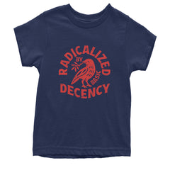 Radicalized by Basic Decency Dove Protest Statement Youth T-shirt Navy Blue