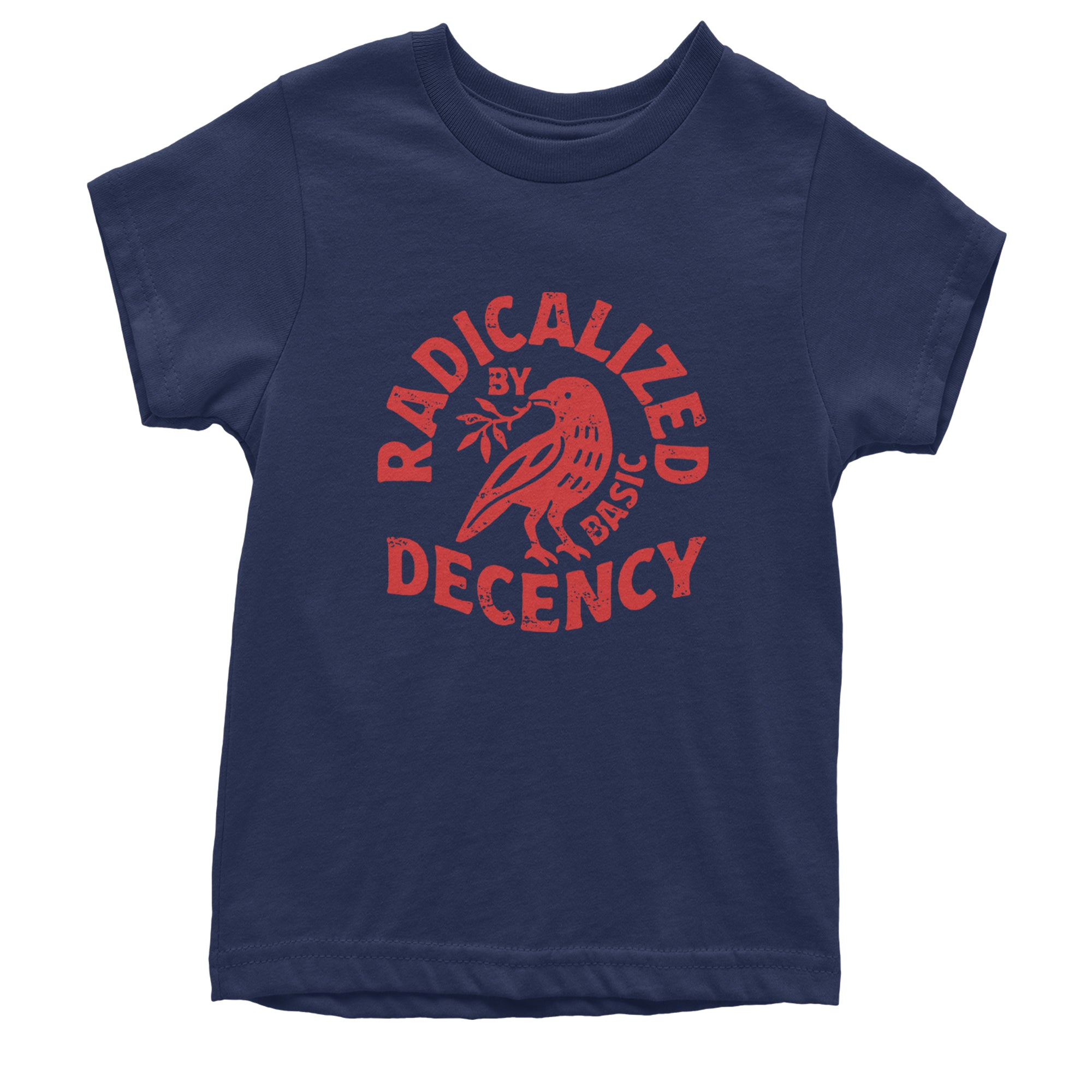 Radicalized by Basic Decency Dove Protest Statement Youth T-shirt Navy Blue