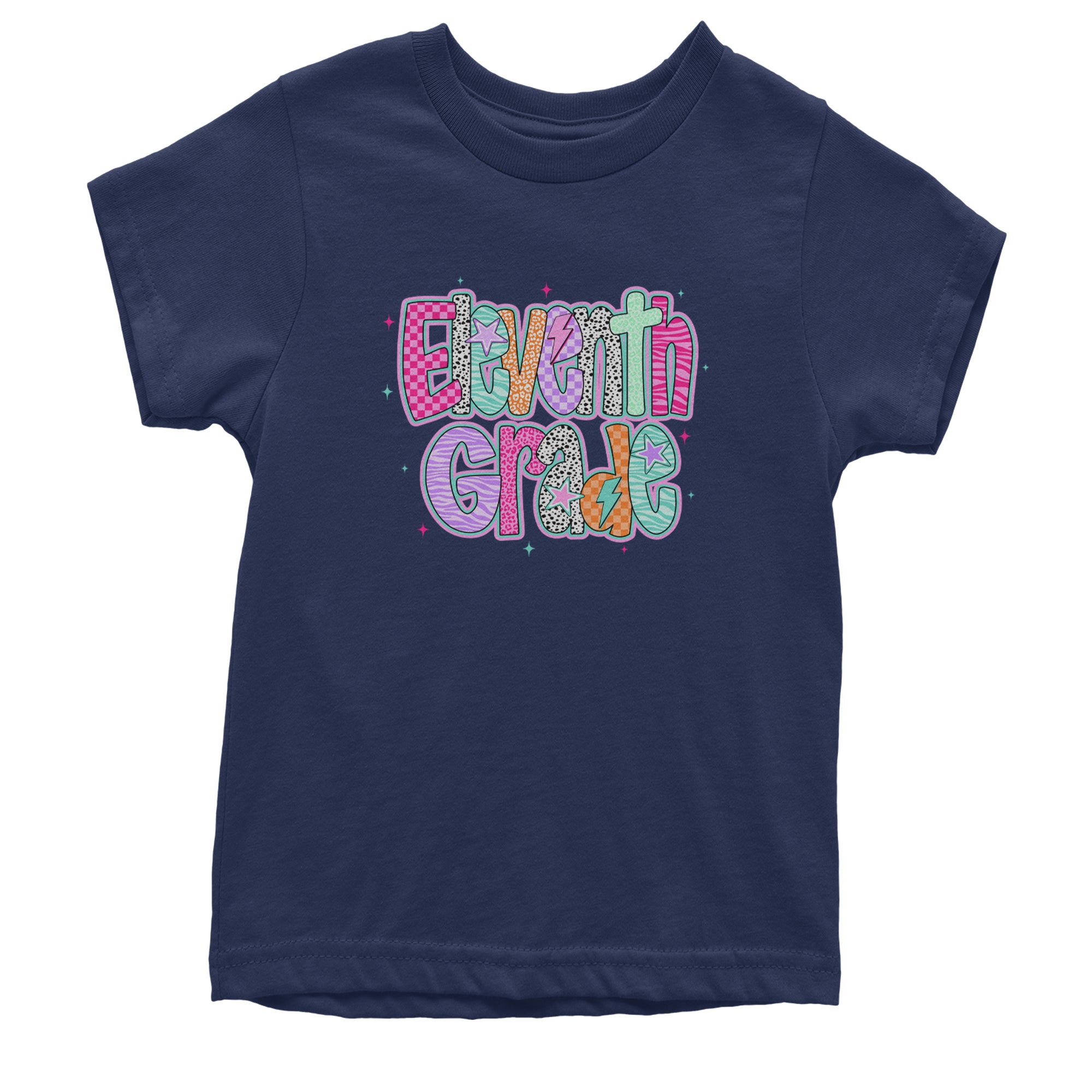 Eleventh Grade Extra Colorful Back to School Youth T-shirt Navy Blue