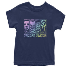Spooky Season Horror Icons Halloween Youth T-shirt Navy Blue