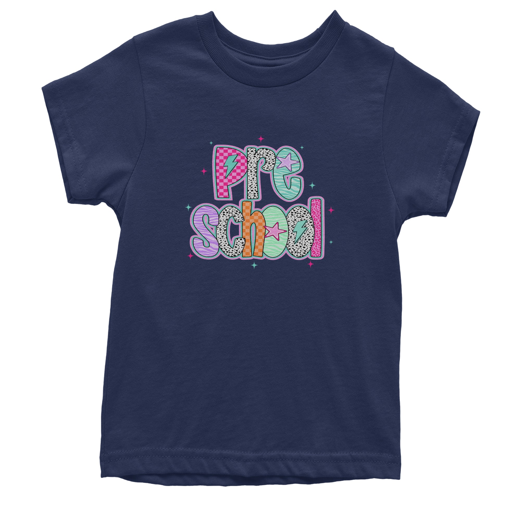 Preschool Power Colorful Back to School Youth T-shirt Navy Blue