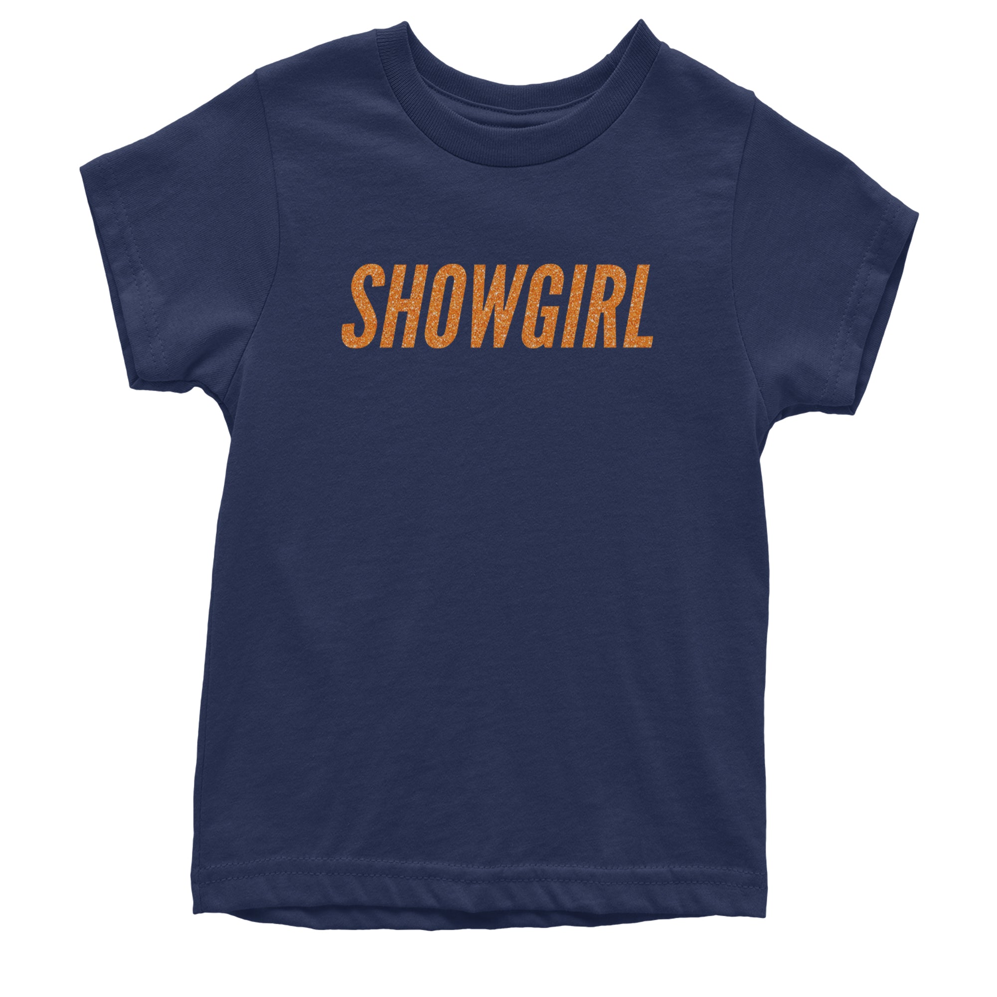 Showgirl Orange Glitter Youth T-shirt Navy Blue