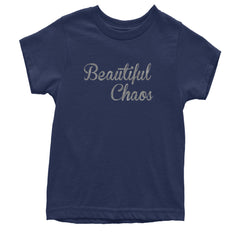 Beautiful Chaos Glitter Music Festival Youth T-shirt Navy Blue