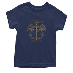 Fourth Wing Dragon Rider Vintage Basgiath War College Youth T-shirt Navy Blue