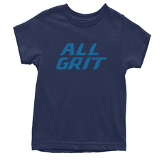 All Grit Detroit Football graphic on Kids' Heavyweight Cotton T-Shirt in Navy Blue