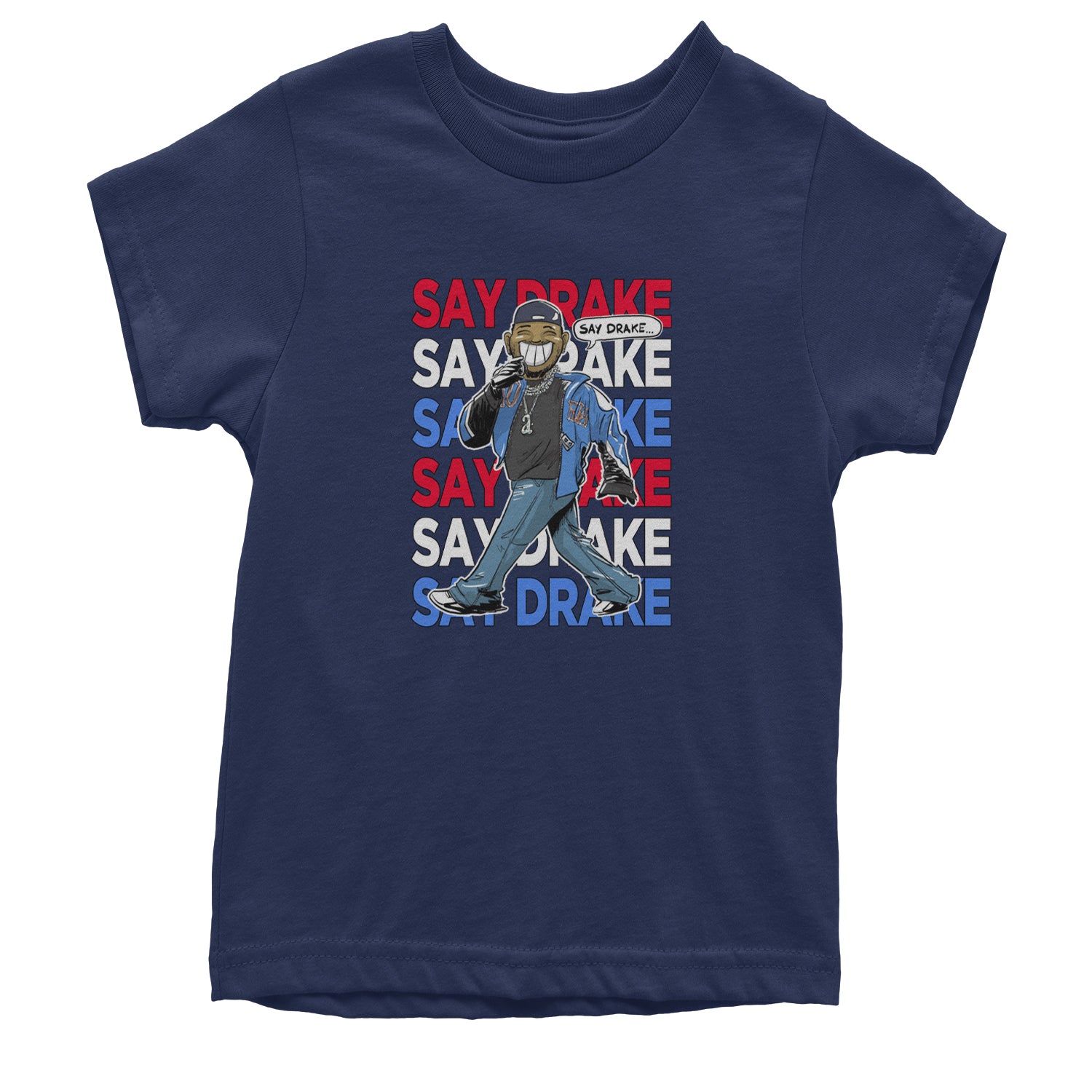 Say Drake Smiling Meme Mustard Youth T-shirt Navy Blue