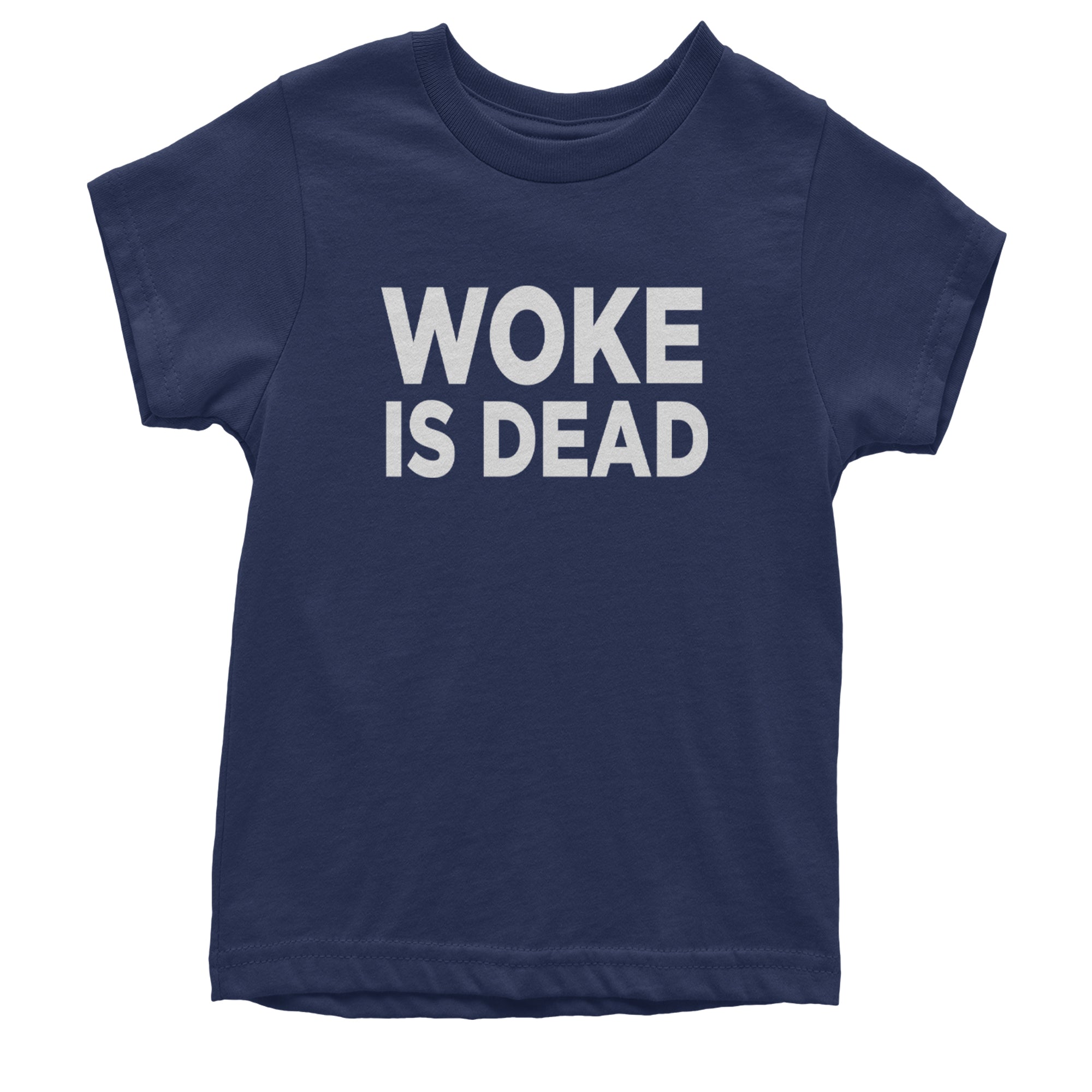 Woke Is Dead Satire Youth T-shirt Navy Blue