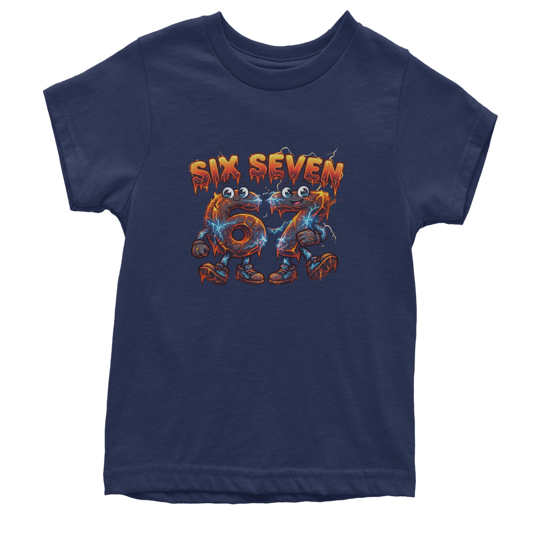 67 Lava Lightning Six Seven Meme Youth T-shirt Navy Blue