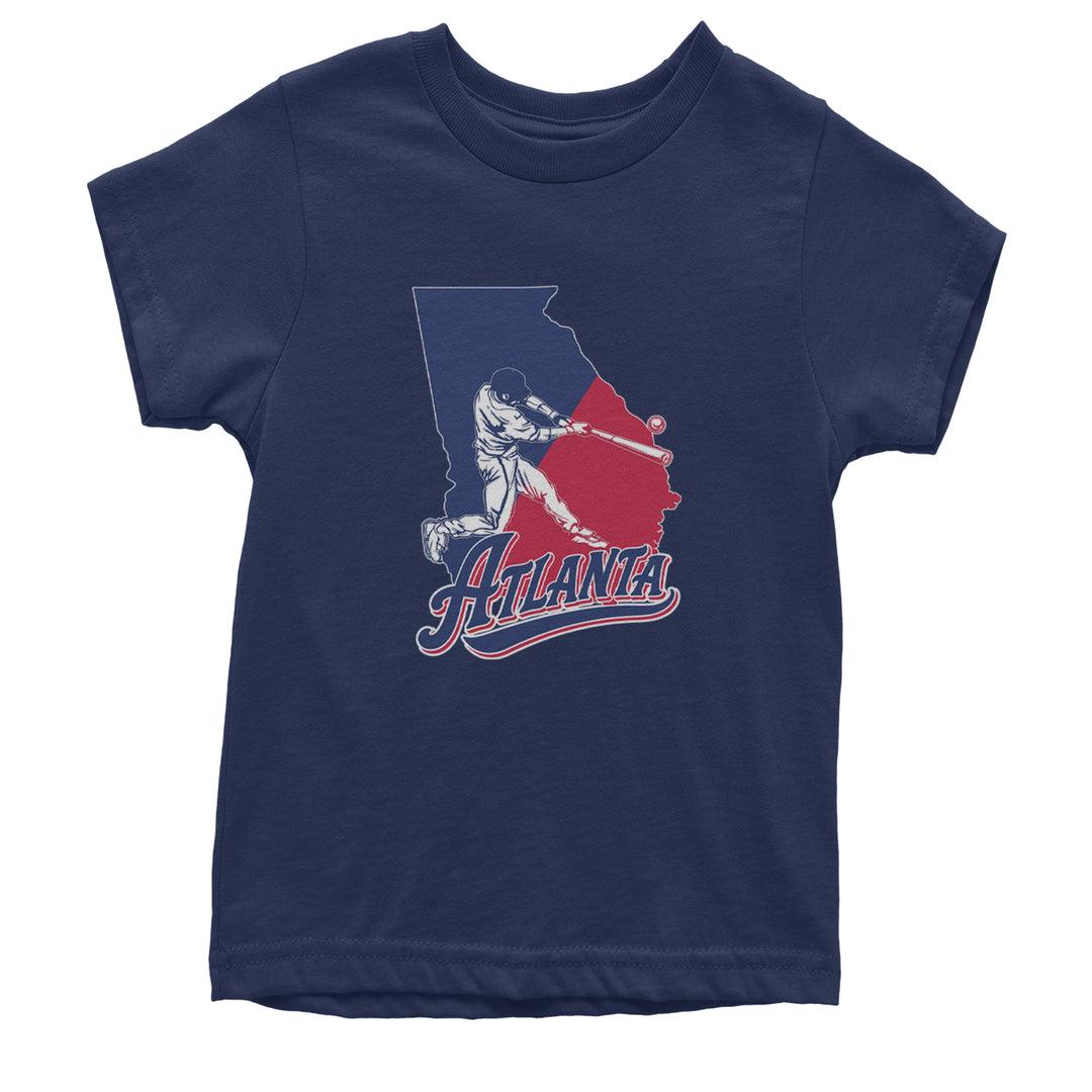 Atlanta Georgia Batter Up Youth T-shirt Navy Blue