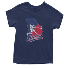 Atlanta Georgia Batter Up Youth T-shirt Navy Blue