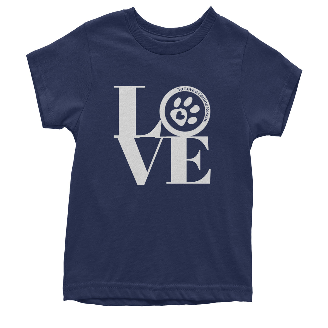 TLC LOVE Dog Rescue Youth T-shirt Navy Blue