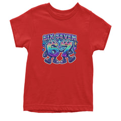 Six Seven 67 Retro Pixel Buddies Youth T-shirt Red
