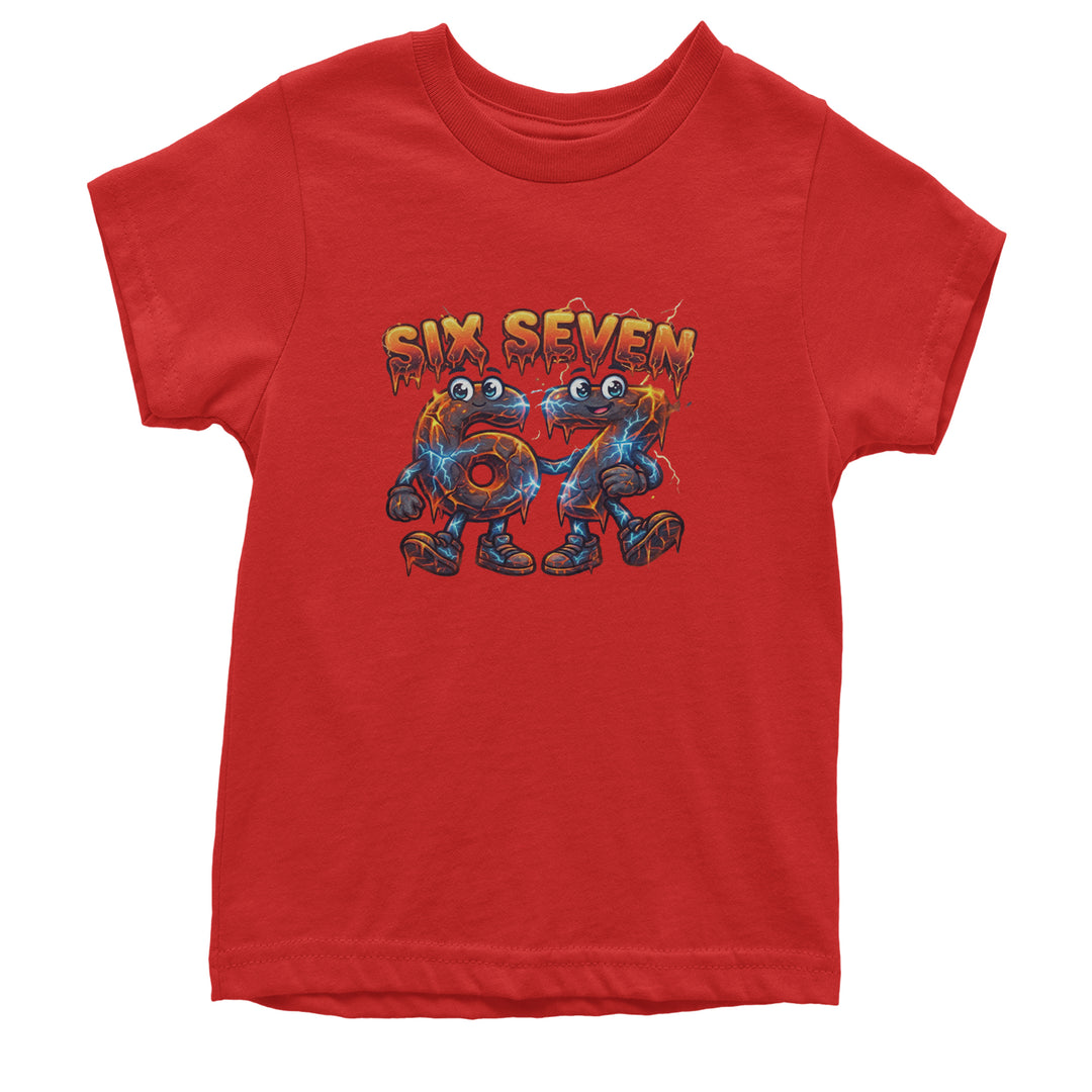 67 Lava Lightning Six Seven Meme Youth T-shirt Red