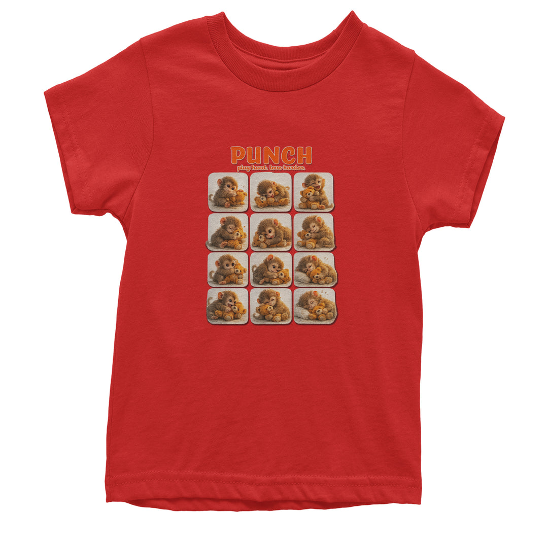 Punch Play Hard Love Harder Youth T-shirt Red