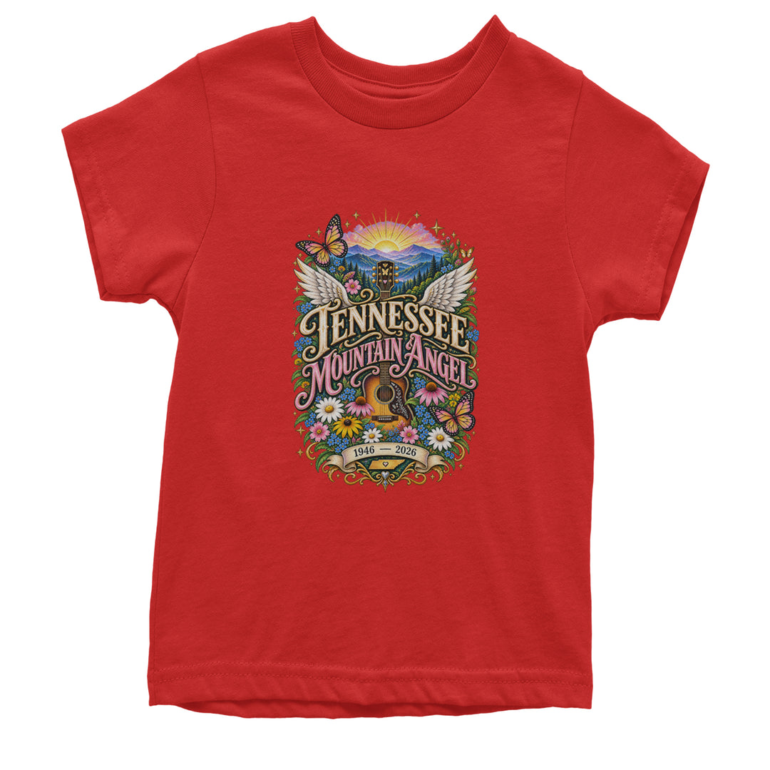 Tennessee Mountain Angel Wings Dolly Youth T-shirt Red