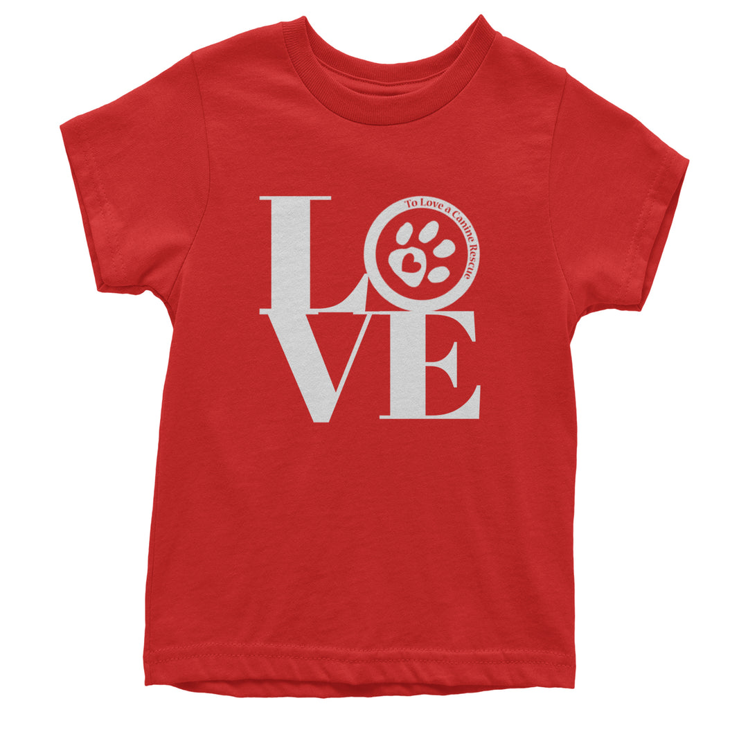 TLC LOVE Dog Rescue Youth T-shirt Red