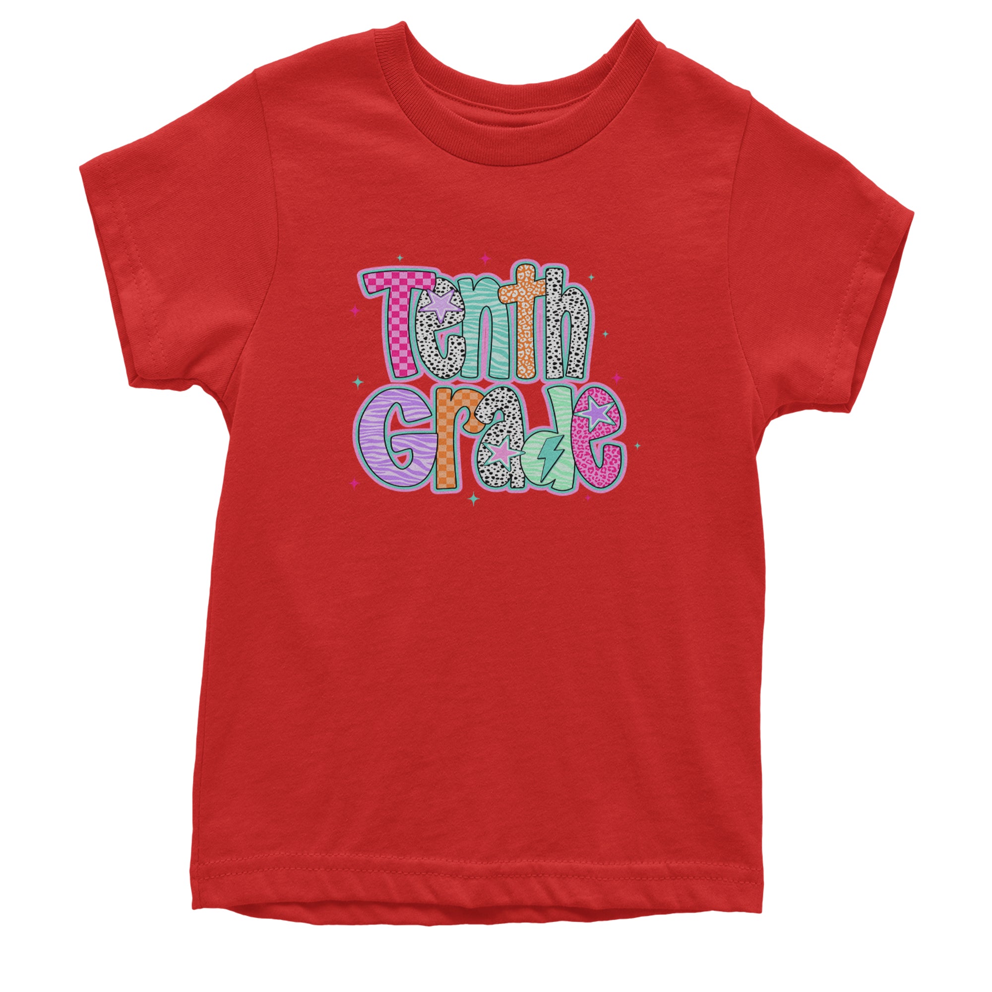 Tenth Grade Trendsetter Colorful Back to School Youth T-shirt Red