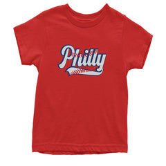 Philly Baseball Stitching graphic on Kids' Heavyweight Cotton T-Shirt in Red