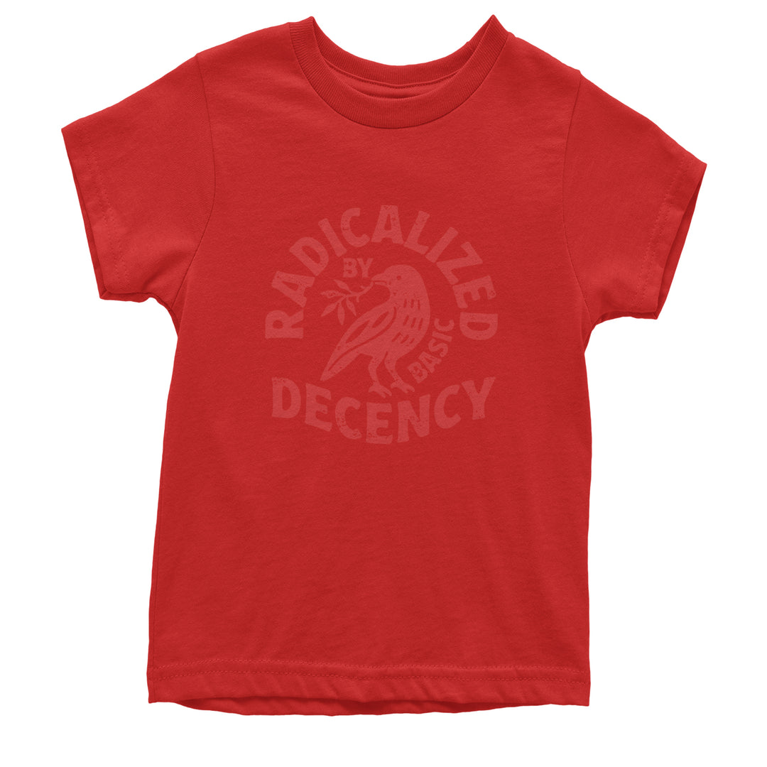 Radicalized by Basic Decency Dove Protest Statement Youth T-shirt Red