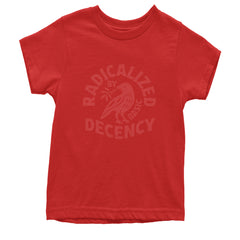 Radicalized by Basic Decency Dove Protest Statement Youth T-shirt Red