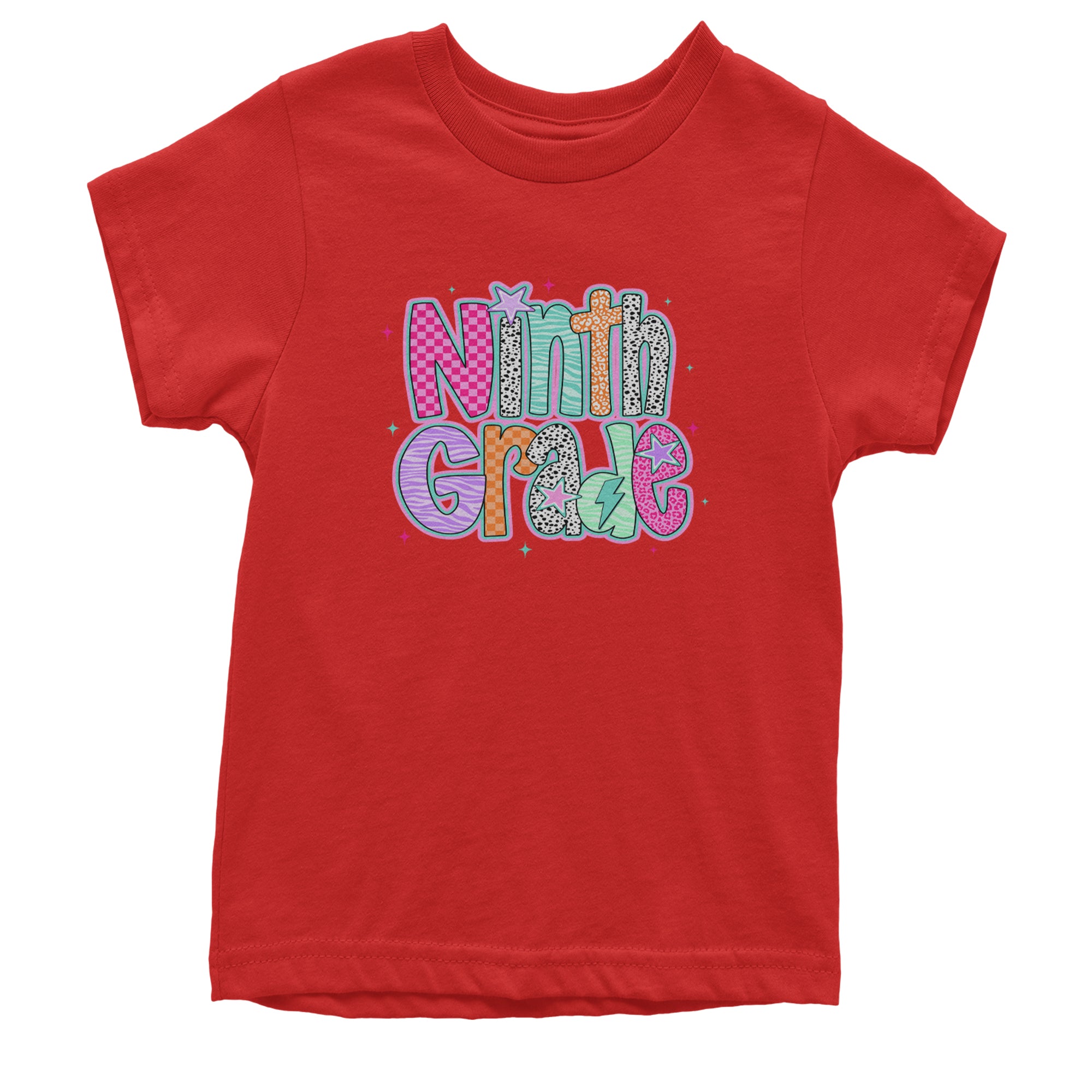 Ninth Grade Freshman Vibes Colorful Back to School Youth T-shirt Red