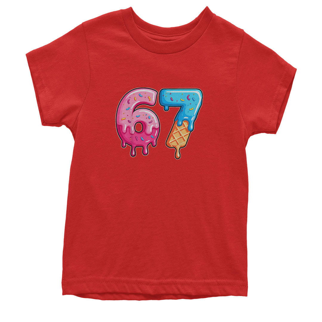 67 Dripping Ice Cream Donut Melt Youth T-shirt Red