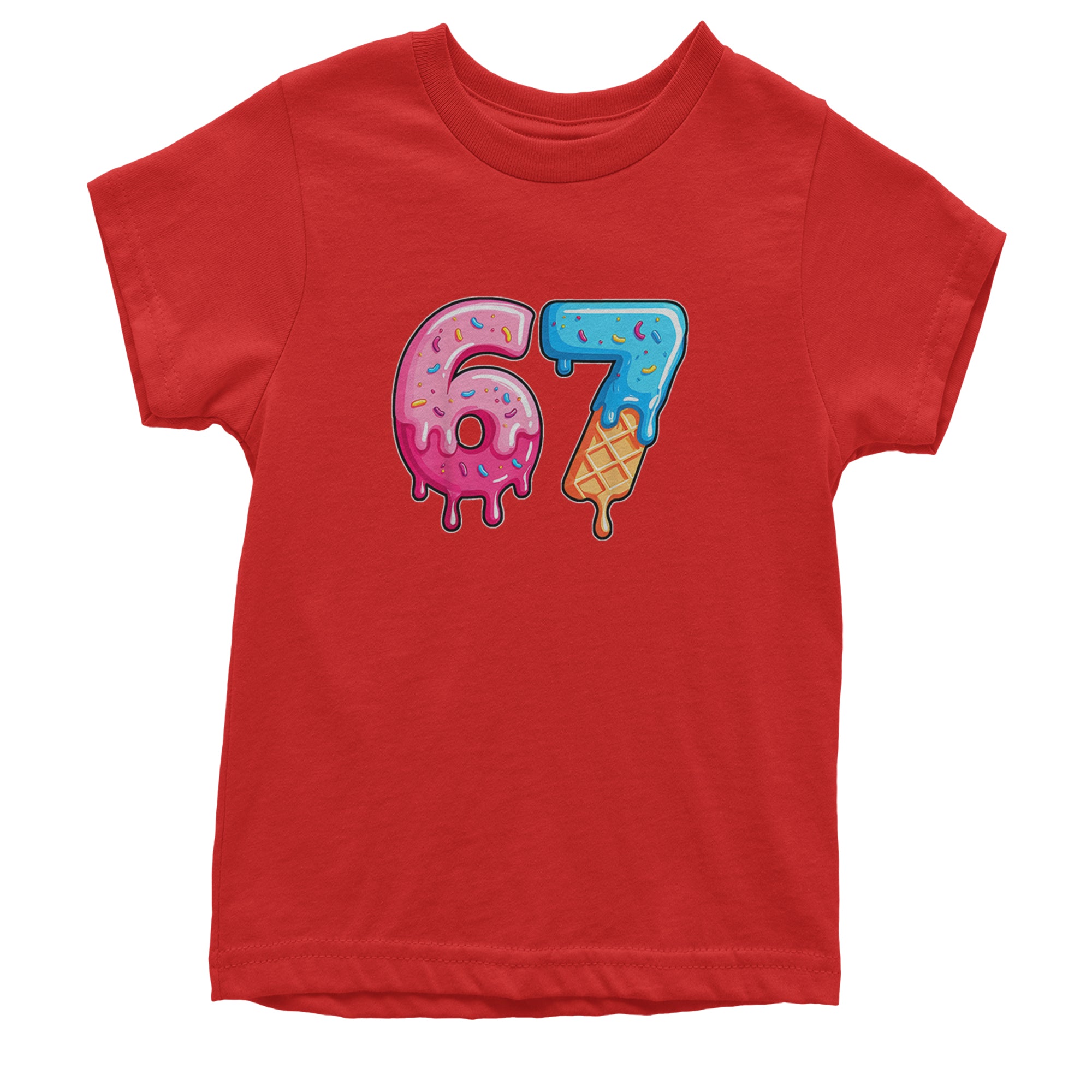 67 Dripping Ice Cream Donut Melt Youth T-shirt Red