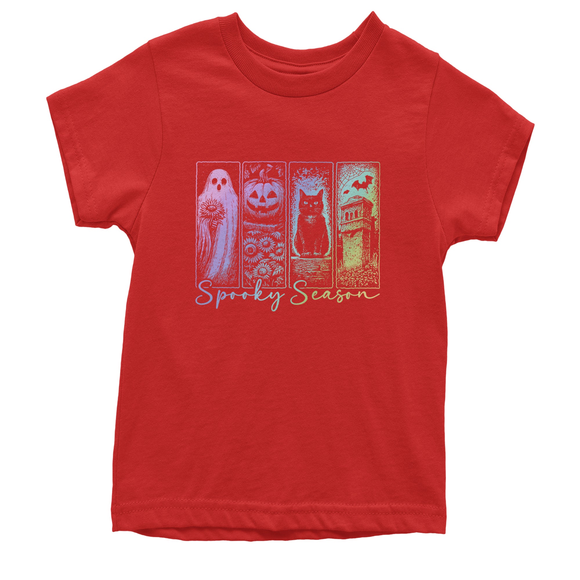 Spooky Season Cute Pastel Halloween Design Youth T-shirt Red