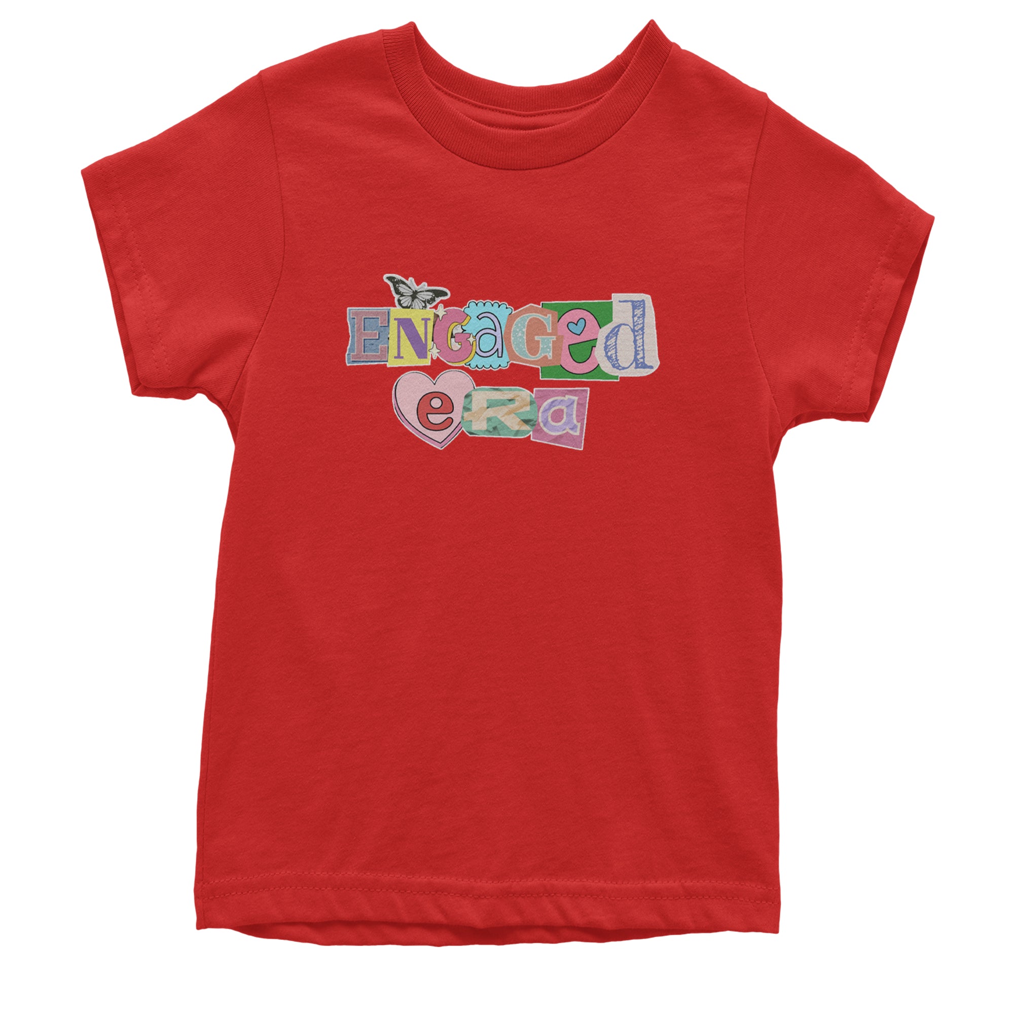 Engaged Era Aesthetic Retro Collage Design Youth T-shirt Red