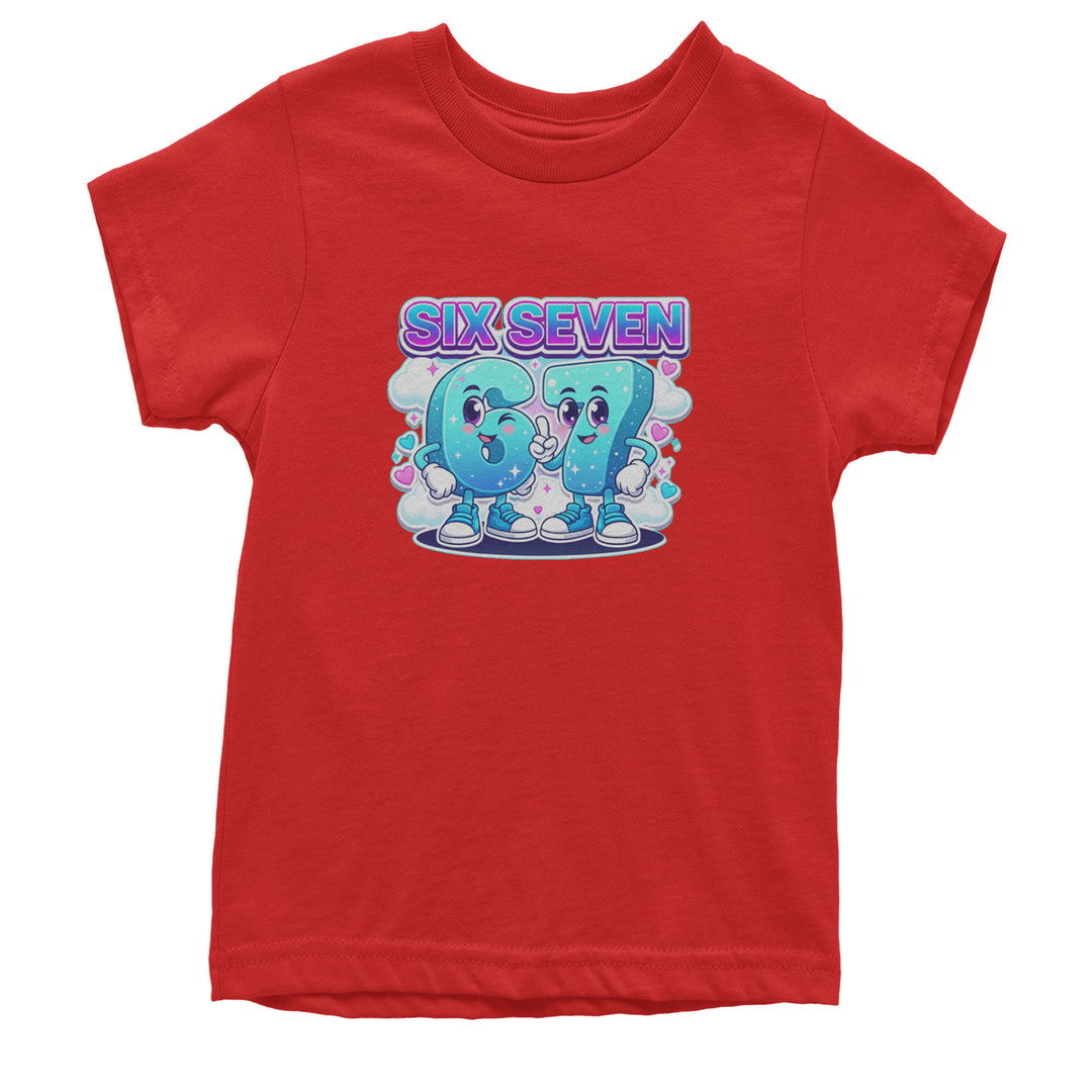 67 Six Seven Meme Kawaii Cloud Youth T-shirt Red