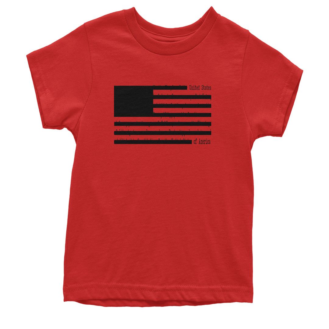 Redacted American Flag Youth T-shirt Red