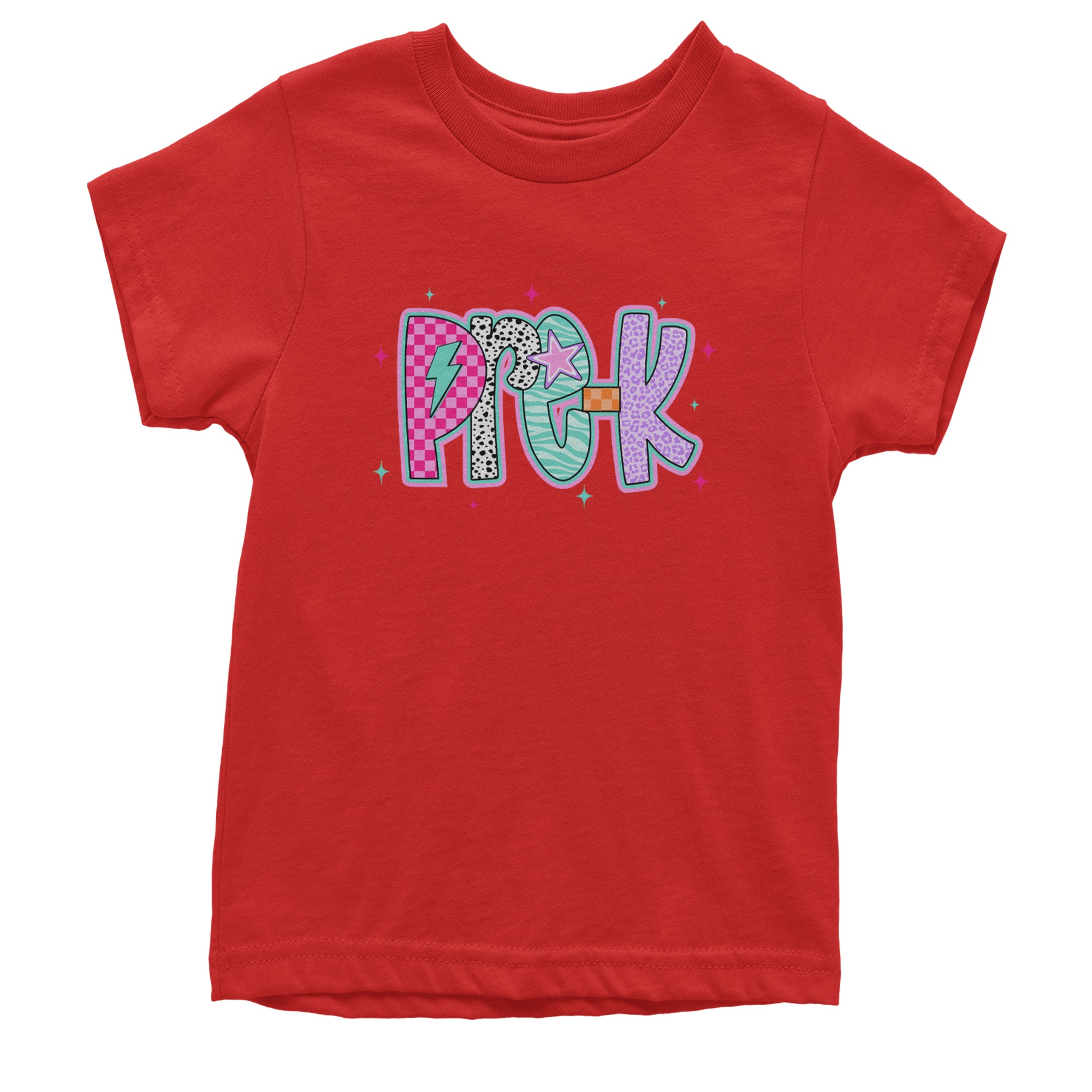 Pre-K Party Time Colorful Back to School Youth T-shirt Red