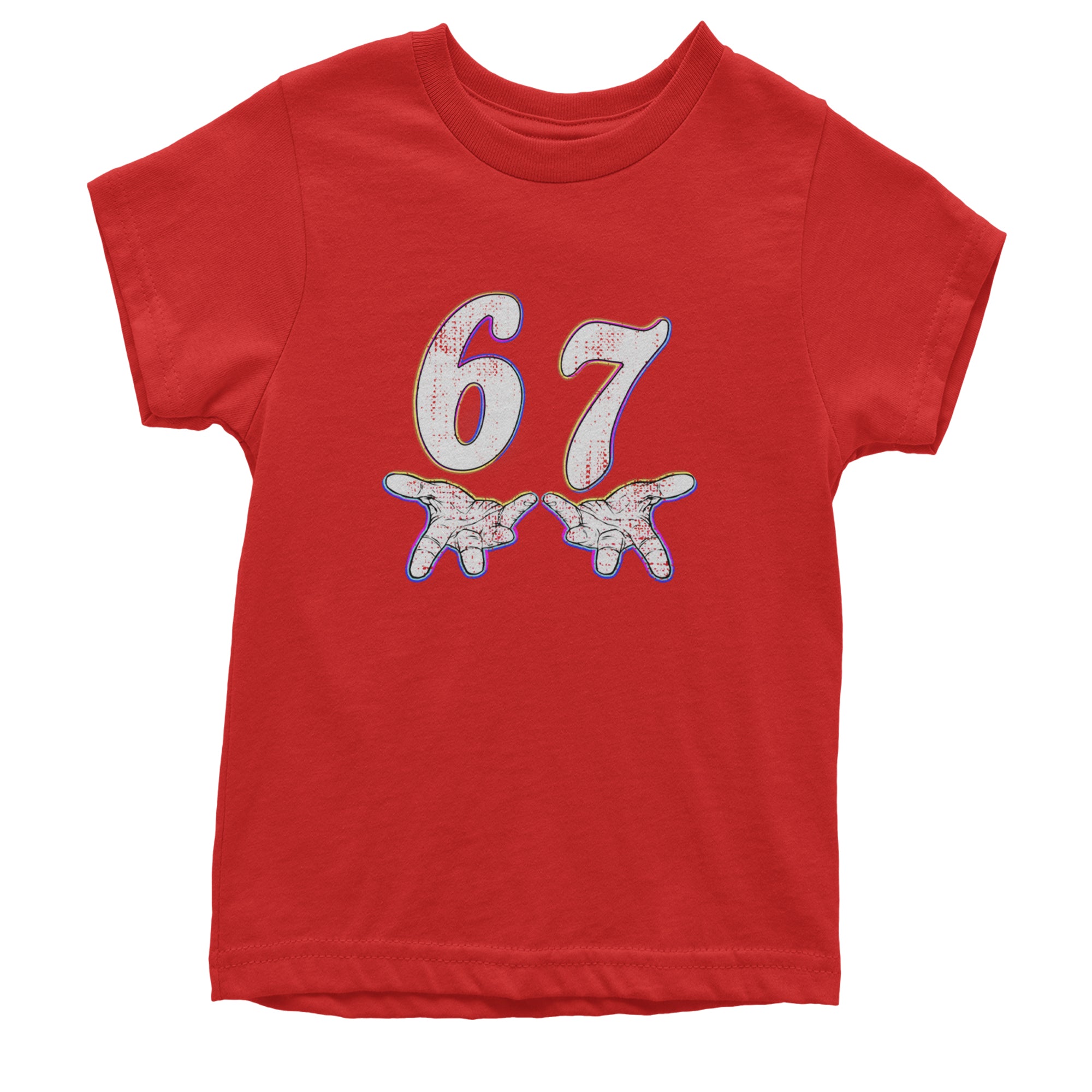 67 Hands Meme Viral Drill Youth T-shirt Red