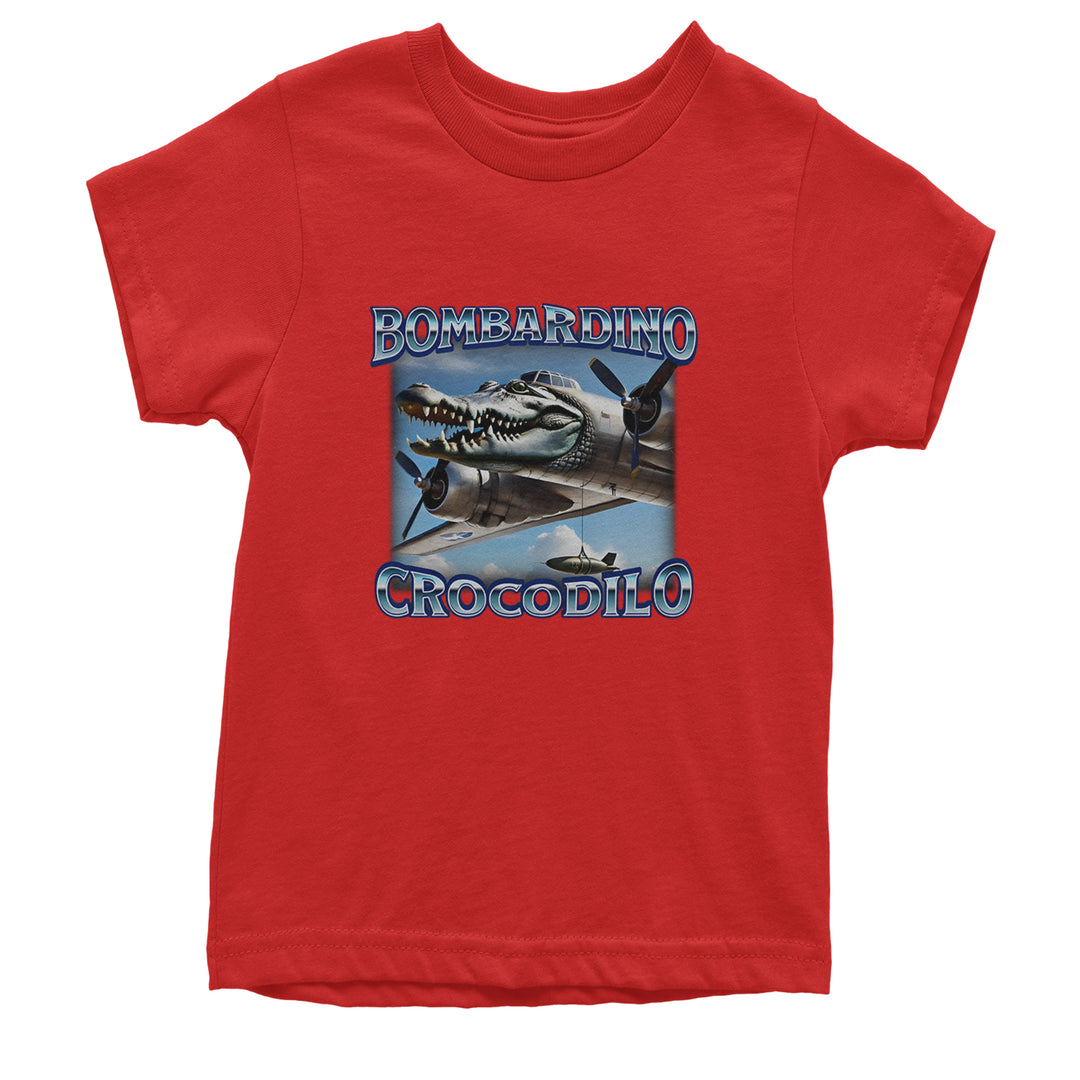 Bombardino Crocodilo Brainrot Youth T-shirt Red