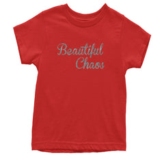 Beautiful Chaos Glitter Music Festival Youth T-shirt Red