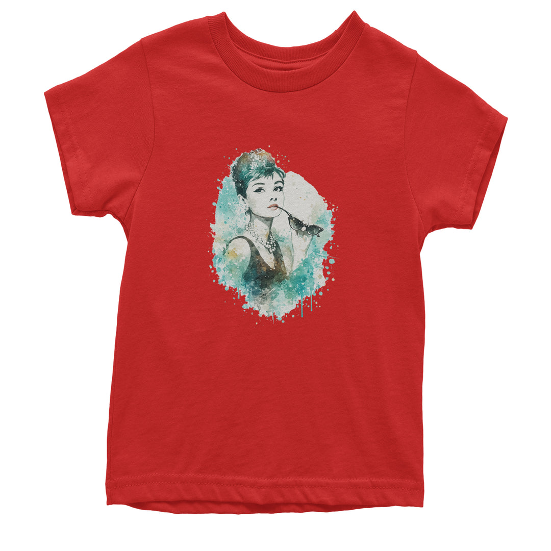 Mrs. Herpburn Iconic Watercolors Youth T-shirt Red
