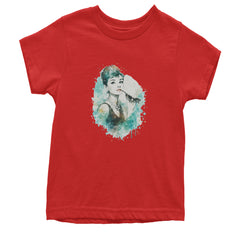 Mrs. Herpburn Iconic Watercolors Youth T-shirt Red