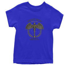 Fourth Wing Dragon Rider Vintage Basgiath War College Youth T-shirt Royal Blue